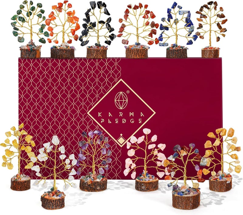 KARMAPLEDGE Handcrafted Chakra Crystal Tree Set - Image 1